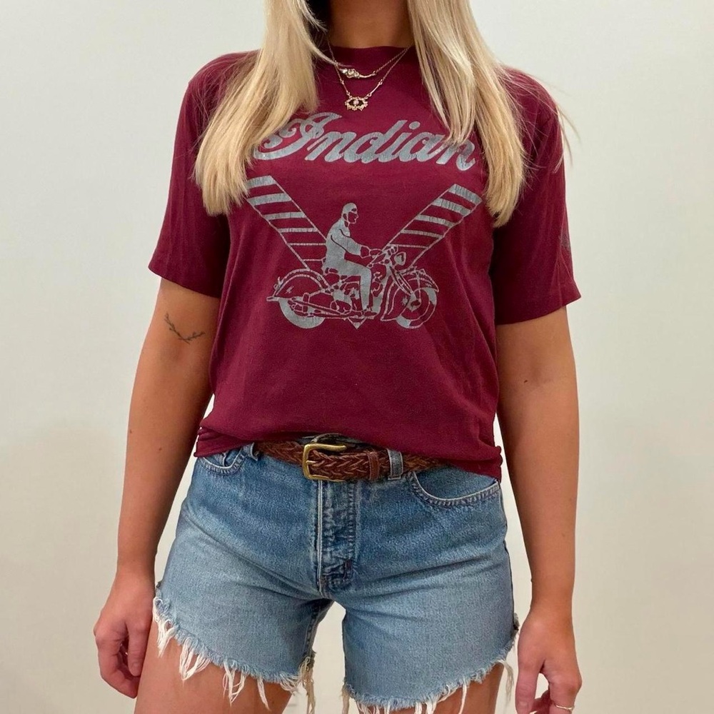 Vintage 80’s Indian Motorcycles Single Stitch T-Shirt in Maroon
